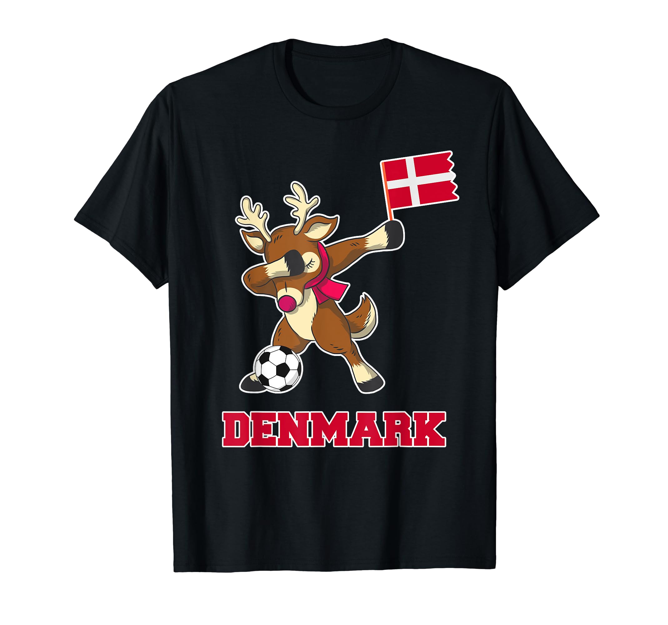 Denmark Soccer Reindeer Danish Flag T-Shirt - Unique Graphic Men Women - T-Shirt, Sweatshirt, Hoodie