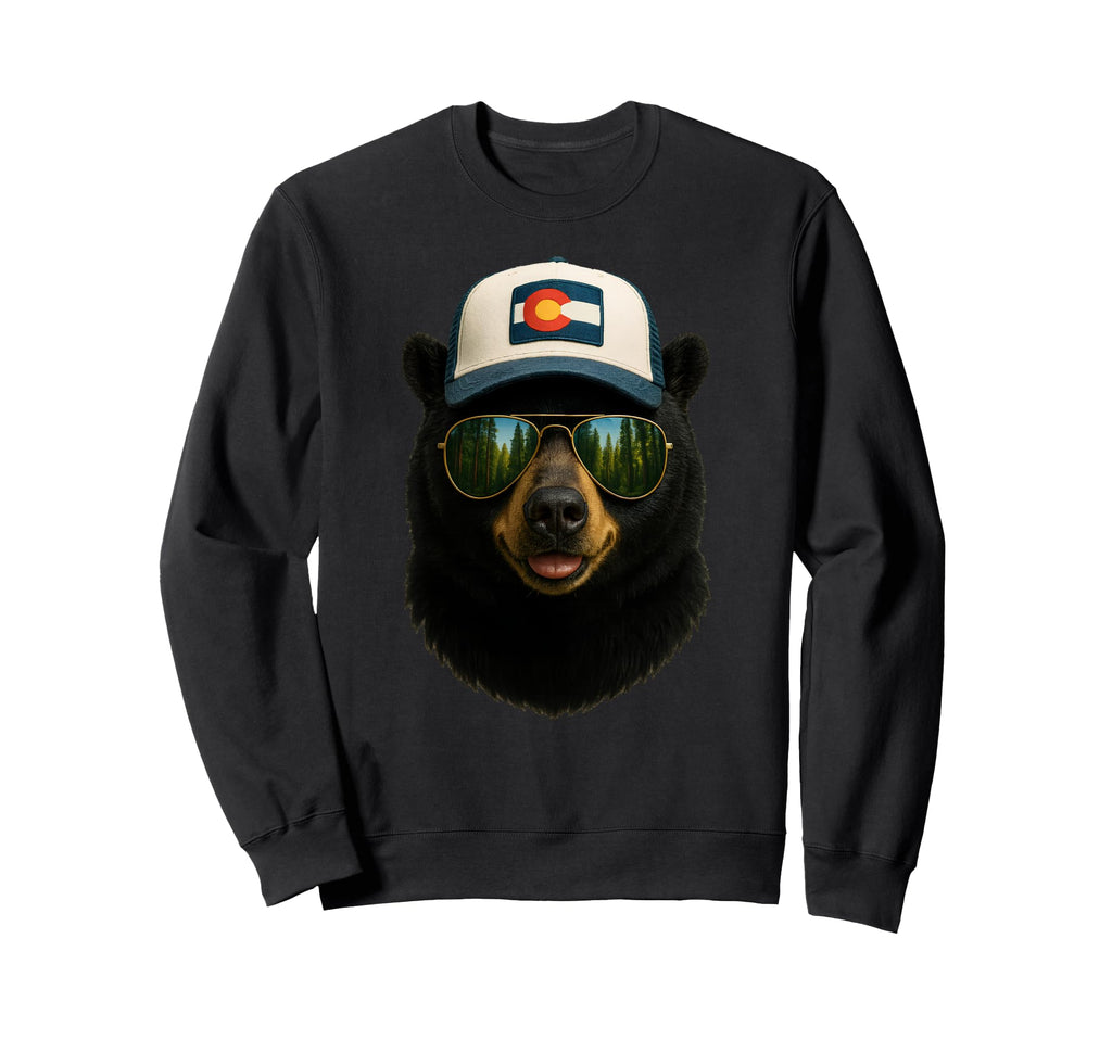 Colorado Black Bear Wearing Trucker Sweatshirt - Unique Graphic for Adults - T-Shirt, Sweatshirt, Hoodie
