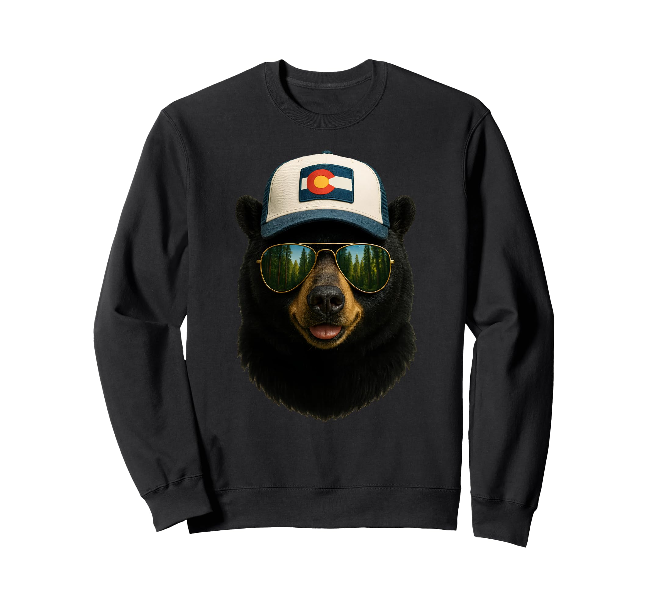 Colorado Black Bear Wearing Trucker Sweatshirt - Unique Graphic for Adults - T-Shirt, Sweatshirt, Hoodie