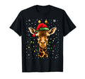 Giraffe Lights Santa Hat Pajama T-Shirt - Custom Art Print Unisex - T-Shirt, Sweatshirt, Hoodie