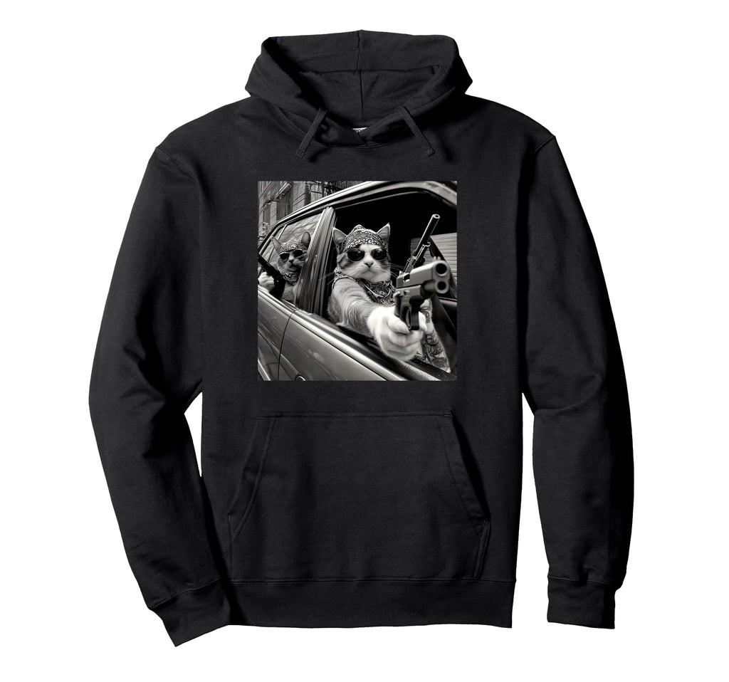 Funny Gangster Cat Meme Cat Dad Hoodie - Aesthetic Graphic for Adults - T-Shirt, Sweatshirt, Hoodie