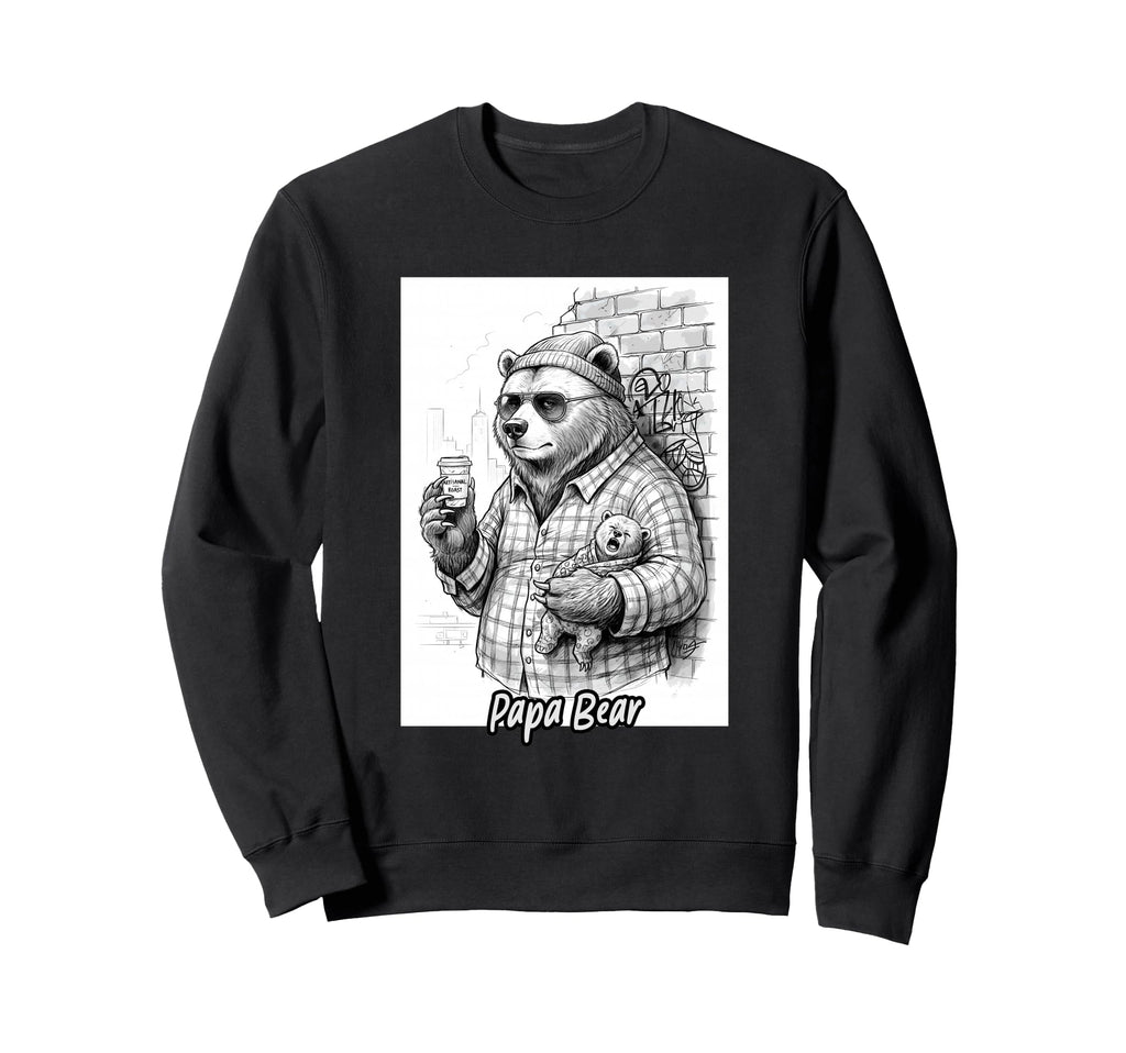 Papa Bear Street Hipster Cubs Sweatshirt - Unique Graphic Unisex - T-Shirt, Sweatshirt, Hoodie