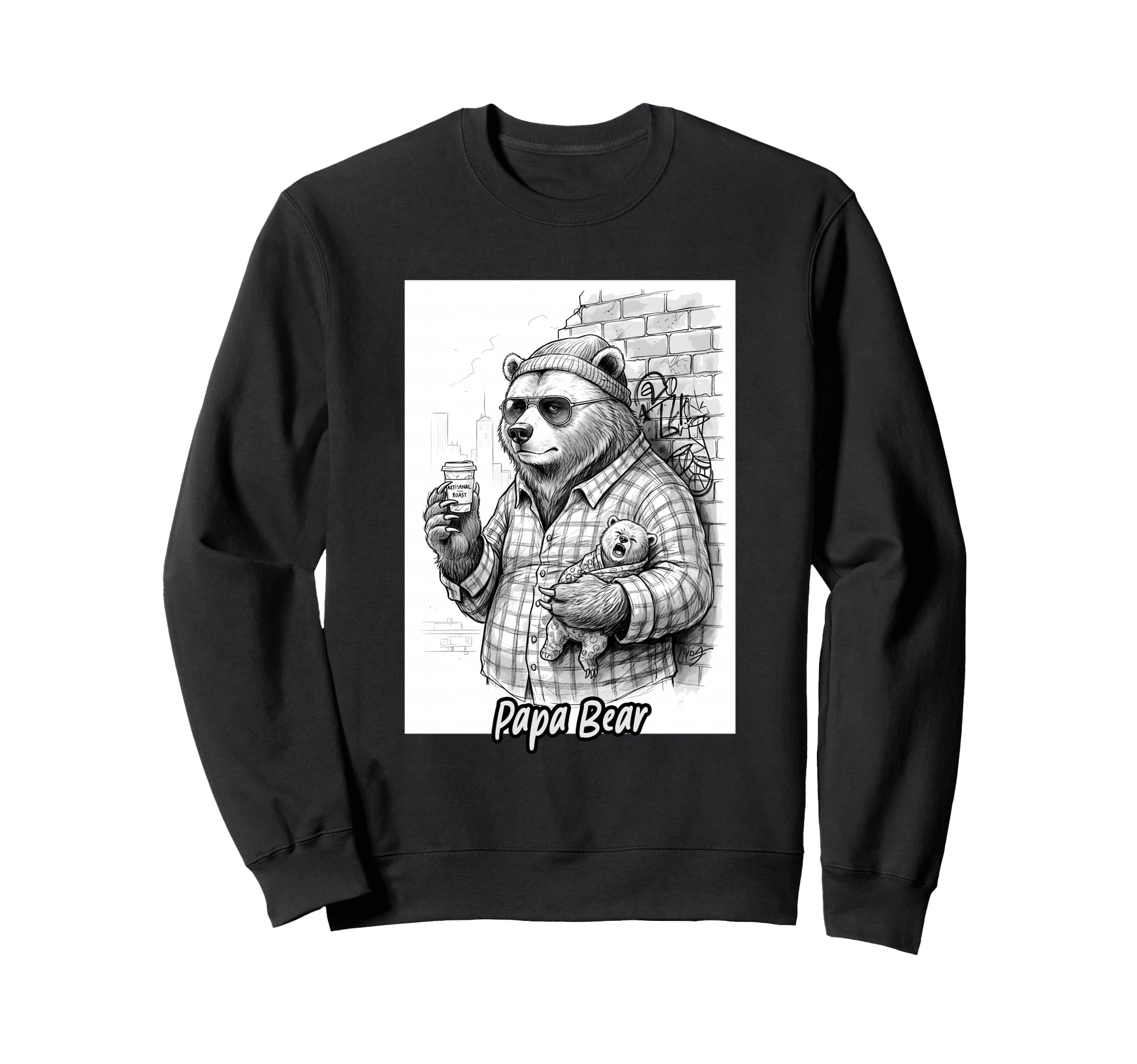Papa Bear Street Hipster Cubs Sweatshirt - Unique Graphic Unisex - T-Shirt, Sweatshirt, Hoodie
