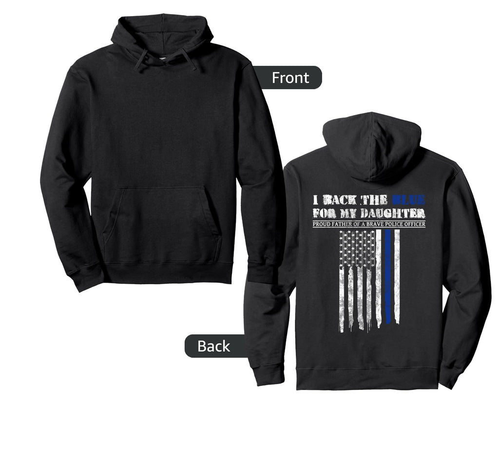 Dad Back Blue Daughter Thin Blue Hoodie - Casual Everyday Wear Men Women - T-Shirt, Sweatshirt, Hoodie