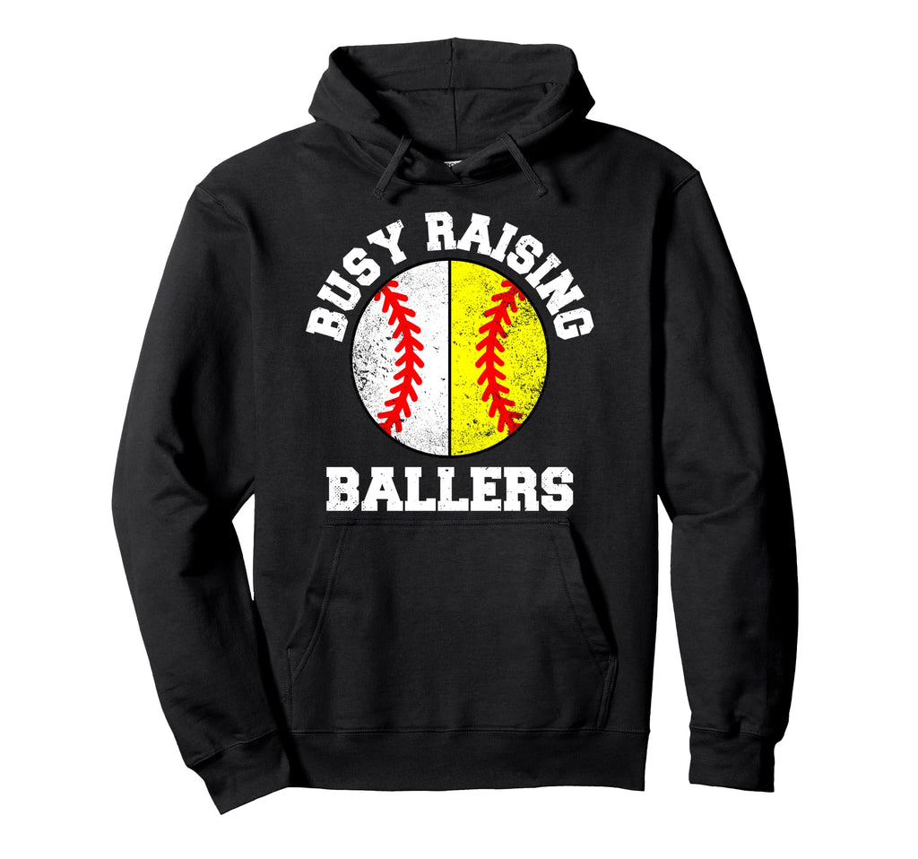 Busy Raising Ballers Funny Baseball Hoodie - Minimalist Print Unisex - T-Shirt, Sweatshirt, Hoodie