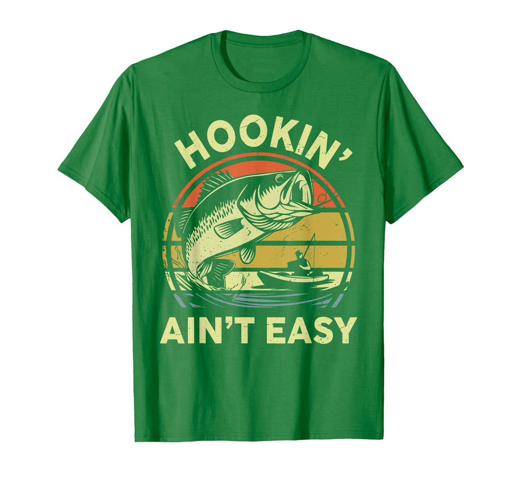 Bass Step Dad Hookin Aint Easy Funny Kayak T-Shirt - Graphic Print Unisex - T-Shirt, Sweatshirt, Hoodie