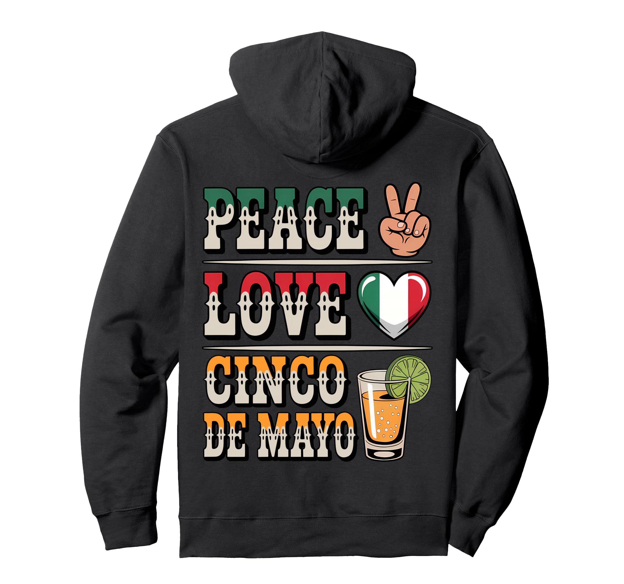 Peace Love Cinco De Mayo Proud Hoodie - Minimalist Print for Adults - T-Shirt, Sweatshirt, Hoodie