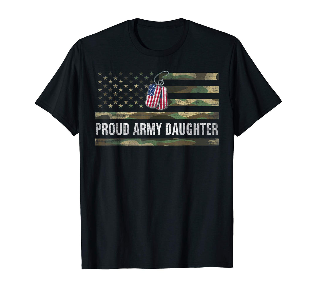 American Flag Proud Army Daughter T-Shirt - Fun Novelty Design Unisex - T-Shirt, Sweatshirt, Hoodie