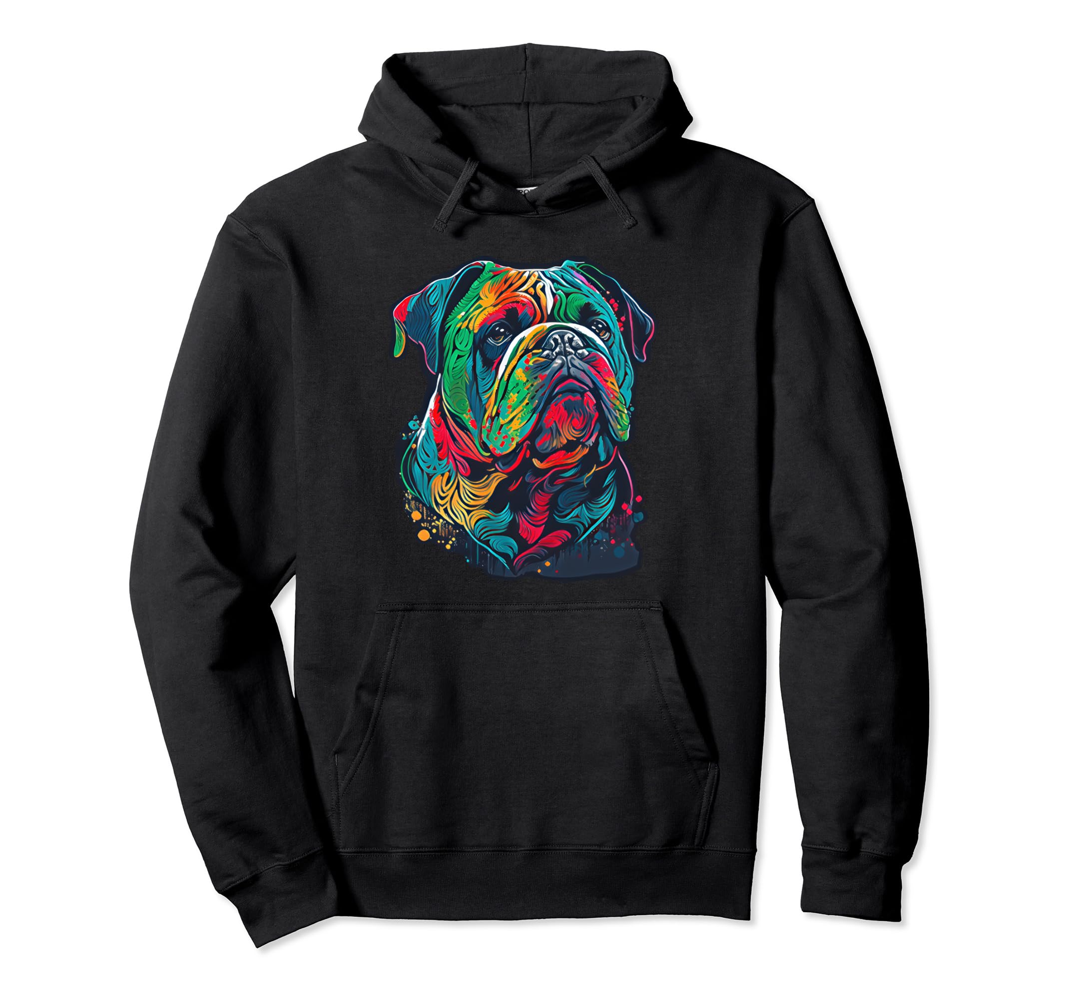 English Bulldog Art Outfit English Hoodie - Custom Art Print Men Women - T-Shirt, Sweatshirt, Hoodie