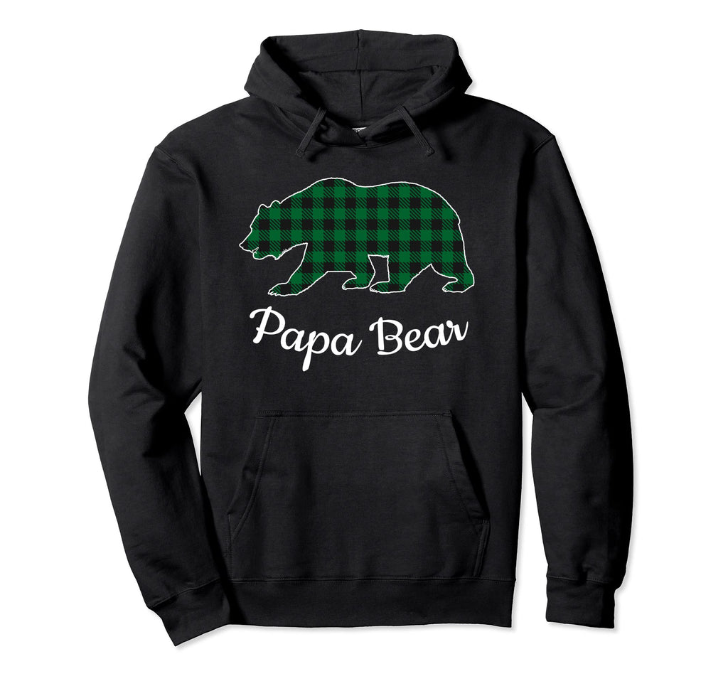 Papa Bear Pajama Green Buffalo Plaid Hoodie - Aesthetic Graphic for Adults - T-Shirt, Sweatshirt, Hoodie