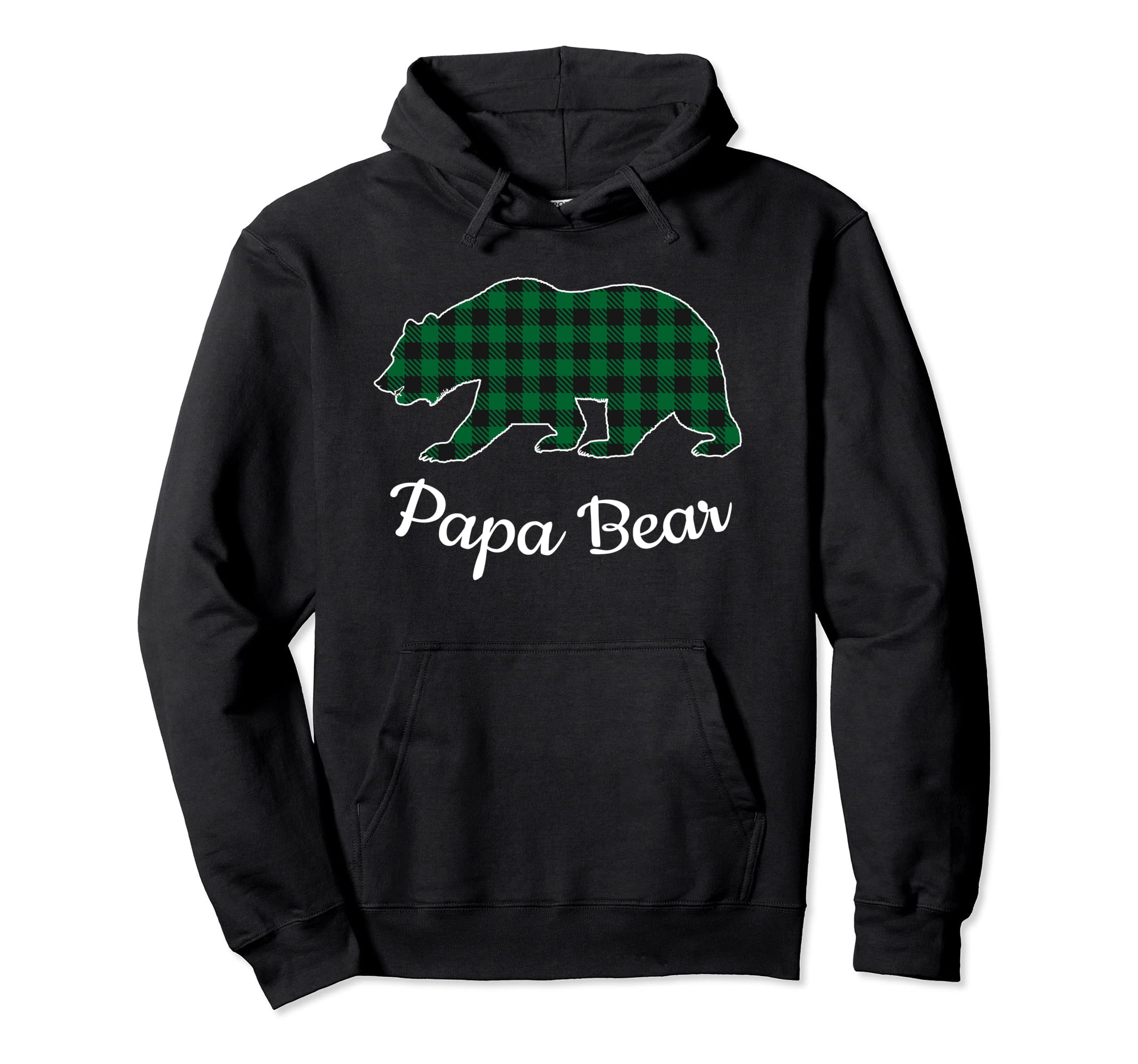 Papa Bear Pajama Green Buffalo Plaid Hoodie - Aesthetic Graphic for Adults - T-Shirt, Sweatshirt, Hoodie