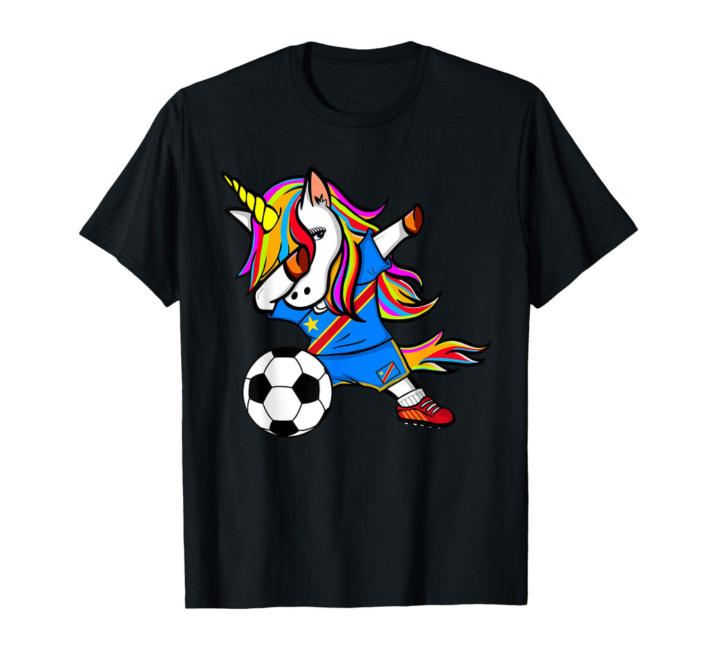 Dabbing Unicorn Dr Congo Football Congolese T-Shirt - Graphic Print Unisex - T-Shirt, Sweatshirt, Hoodie