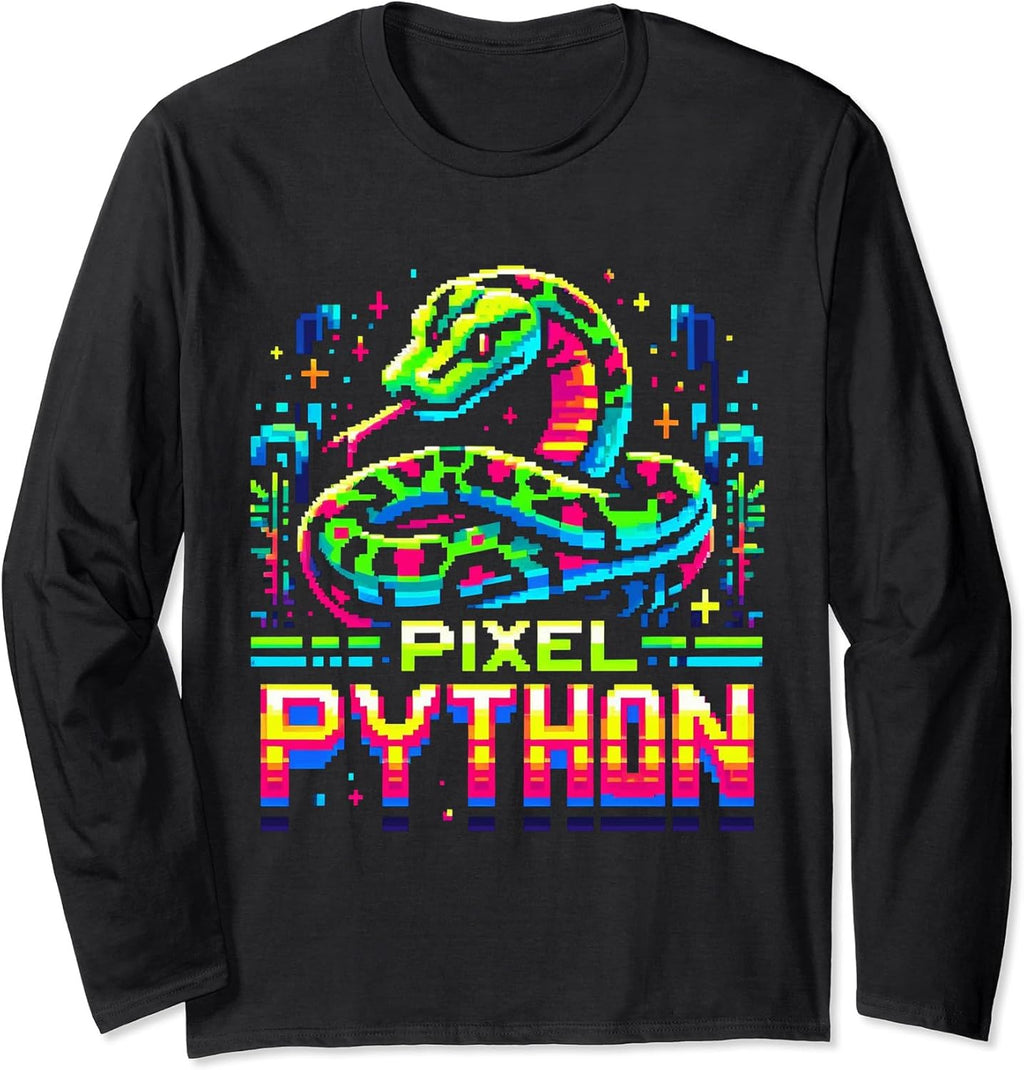 Pixel Python Retro Jungle Vaporwave Art Snake Lover - Adult & Kids T-Shirts, Sweatshirts & Hoodies apparel design preview 1