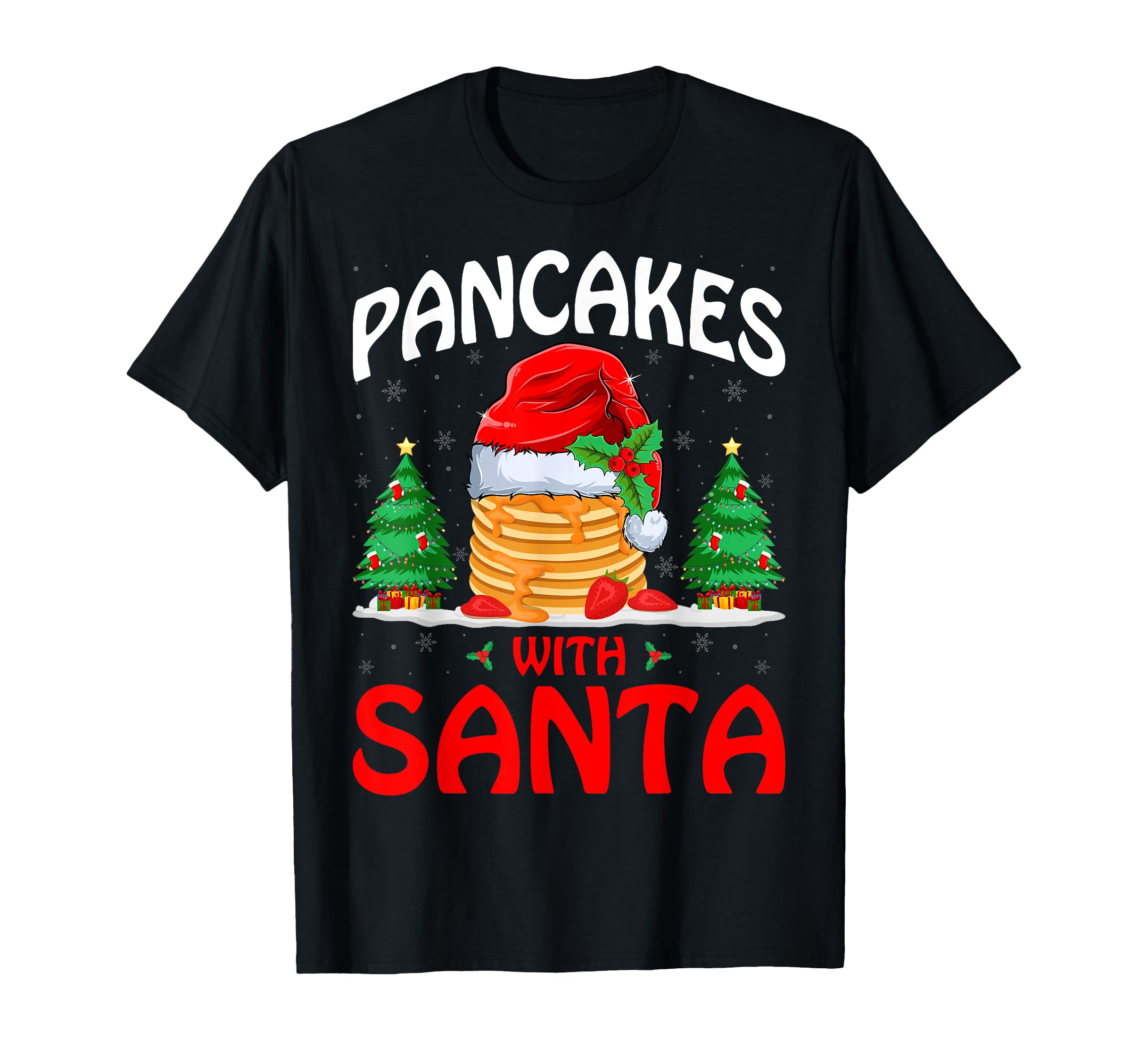 Pancakes Santa Pancakes Lover Santa Hat T-Shirt - Custom Art Print Unisex - T-Shirt, Sweatshirt, Hoodie