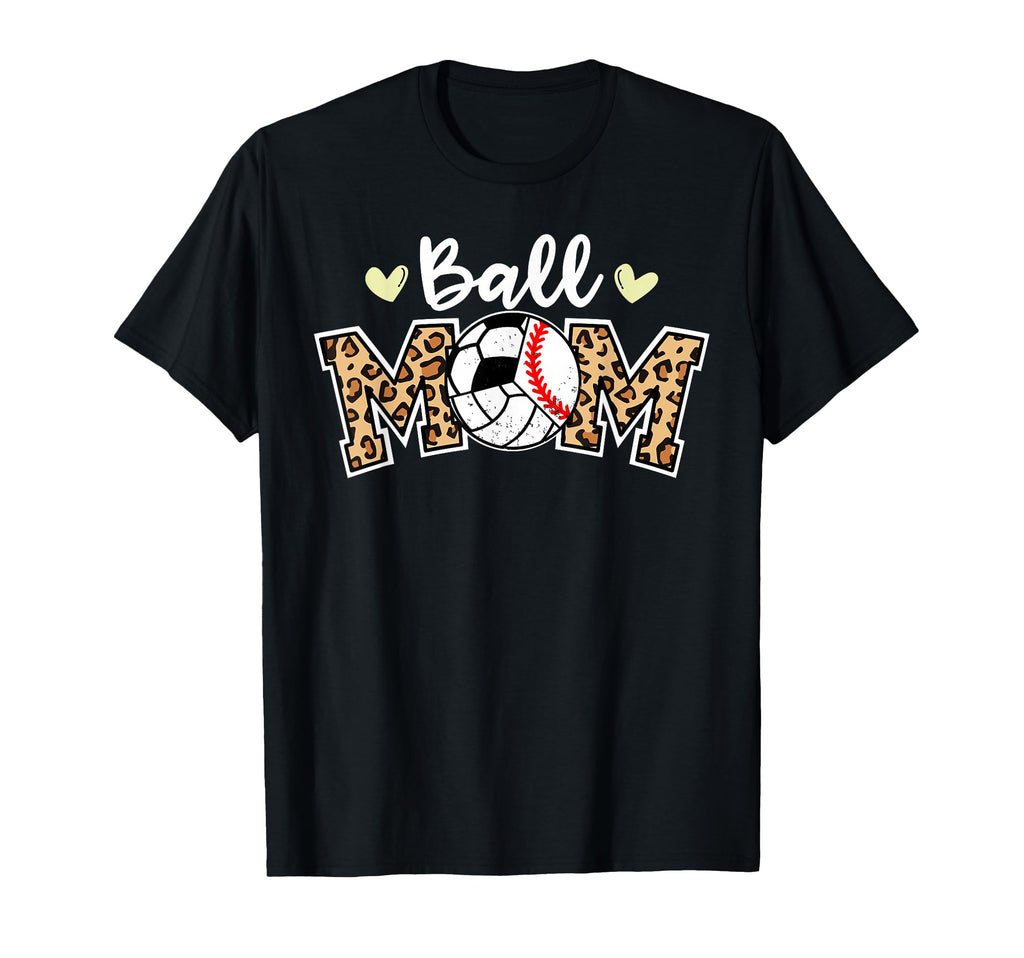 Ball Mom Leopard Baseball T-Shirt - Fun Novelty Design for Adults - T-Shirt, Sweatshirt, Hoodie