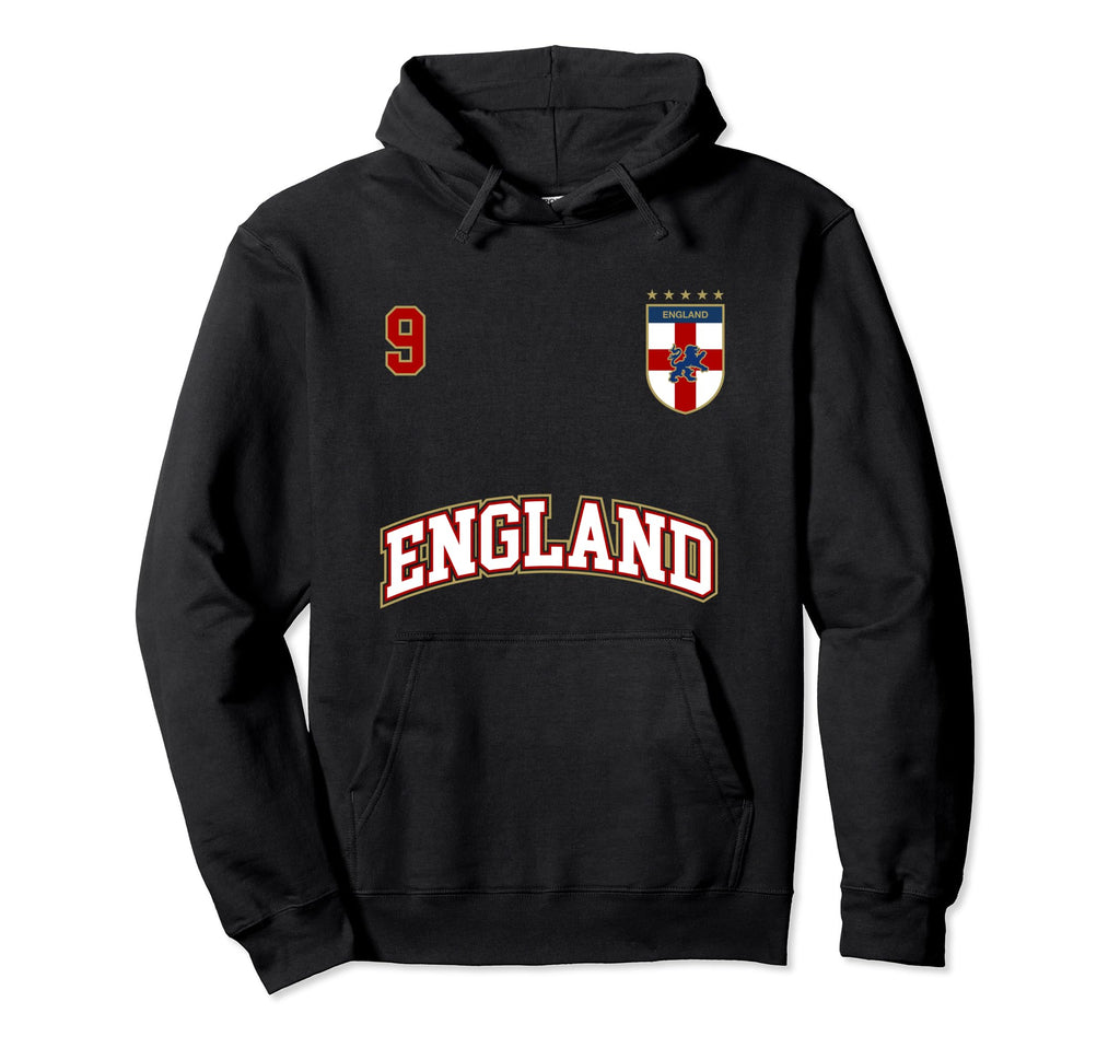 England Football Team Number 9 English Hoodie - Novelty Apparel for Adults - T-Shirt, Sweatshirt, Hoodie