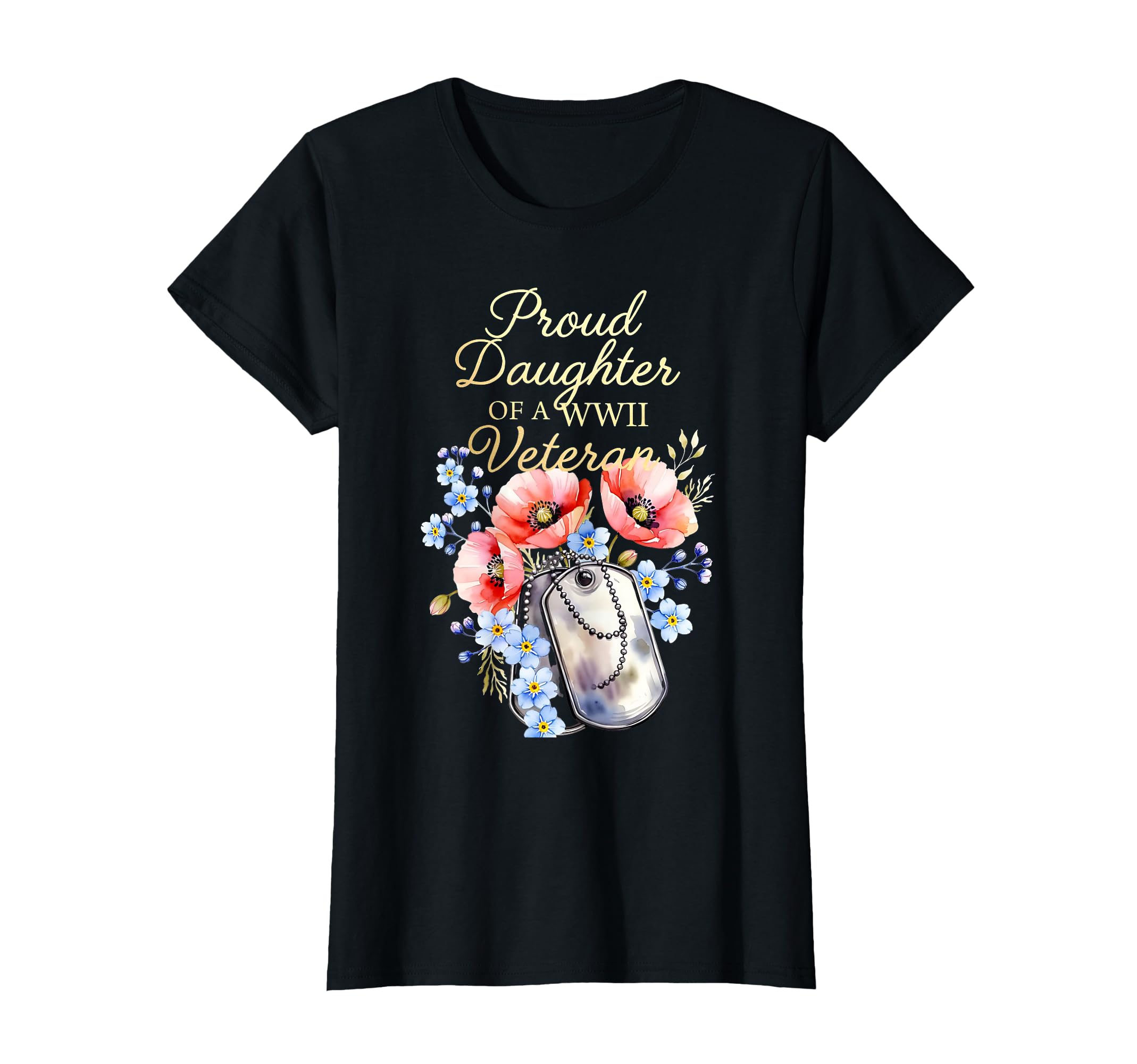 Proud Daughter Wwii Veteran Floral T-Shirt - Aesthetic Graphic Unisex - T-Shirt, Sweatshirt, Hoodie