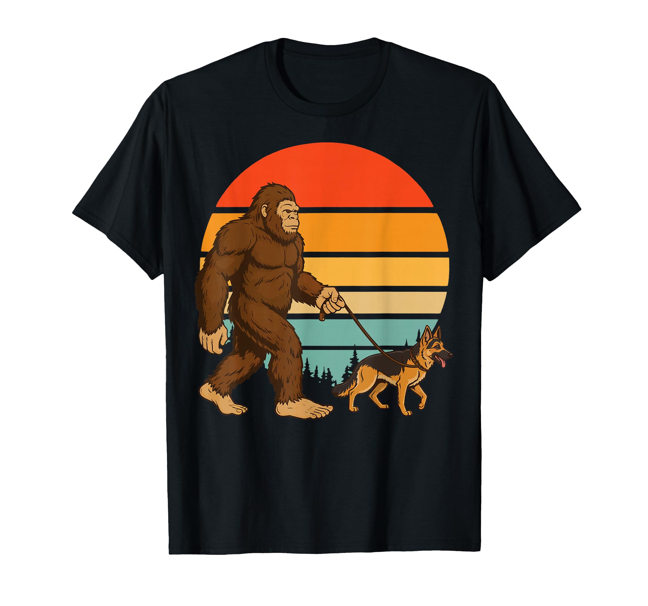 Bigfoot German Shepherd Sasquatch Dog T-Shirt - Custom Art Print Unisex - T-Shirt, Sweatshirt, Hoodie
