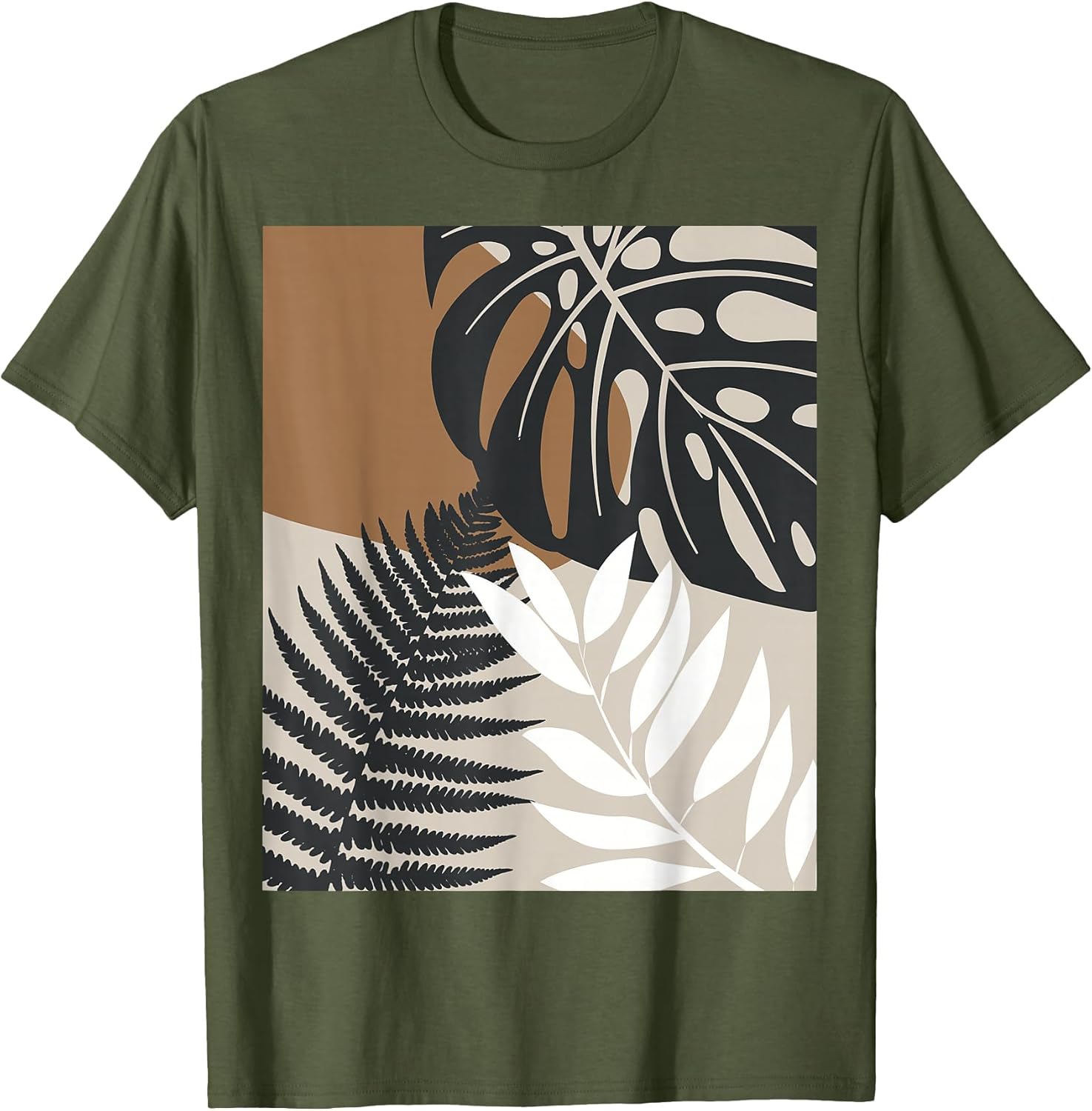 Minimalist Tropical Botanical Nature Leaf Beige White - Adult & Kids T-Shirts, Sweatshirts & Hoodies apparel design preview 1