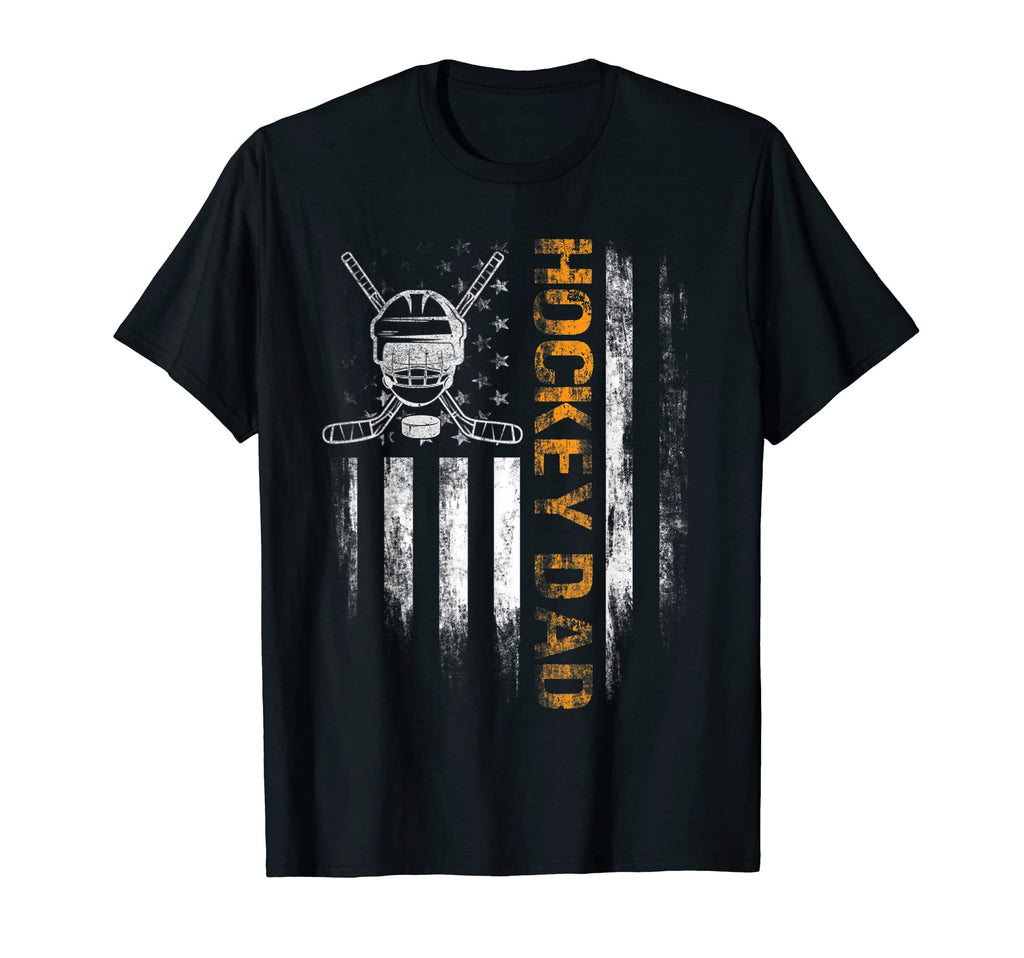 Mens Patriotic Ice Hockey Dad American Flag T-Shirt - Graphic Print Unisex - T-Shirt, Sweatshirt, Hoodie