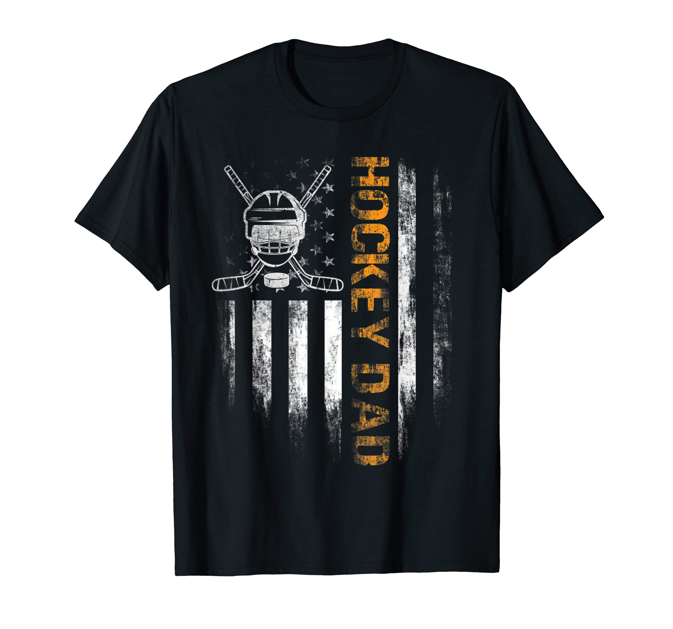 Mens Patriotic Ice Hockey Dad American Flag T-Shirt - Graphic Print Unisex - T-Shirt, Sweatshirt, Hoodie