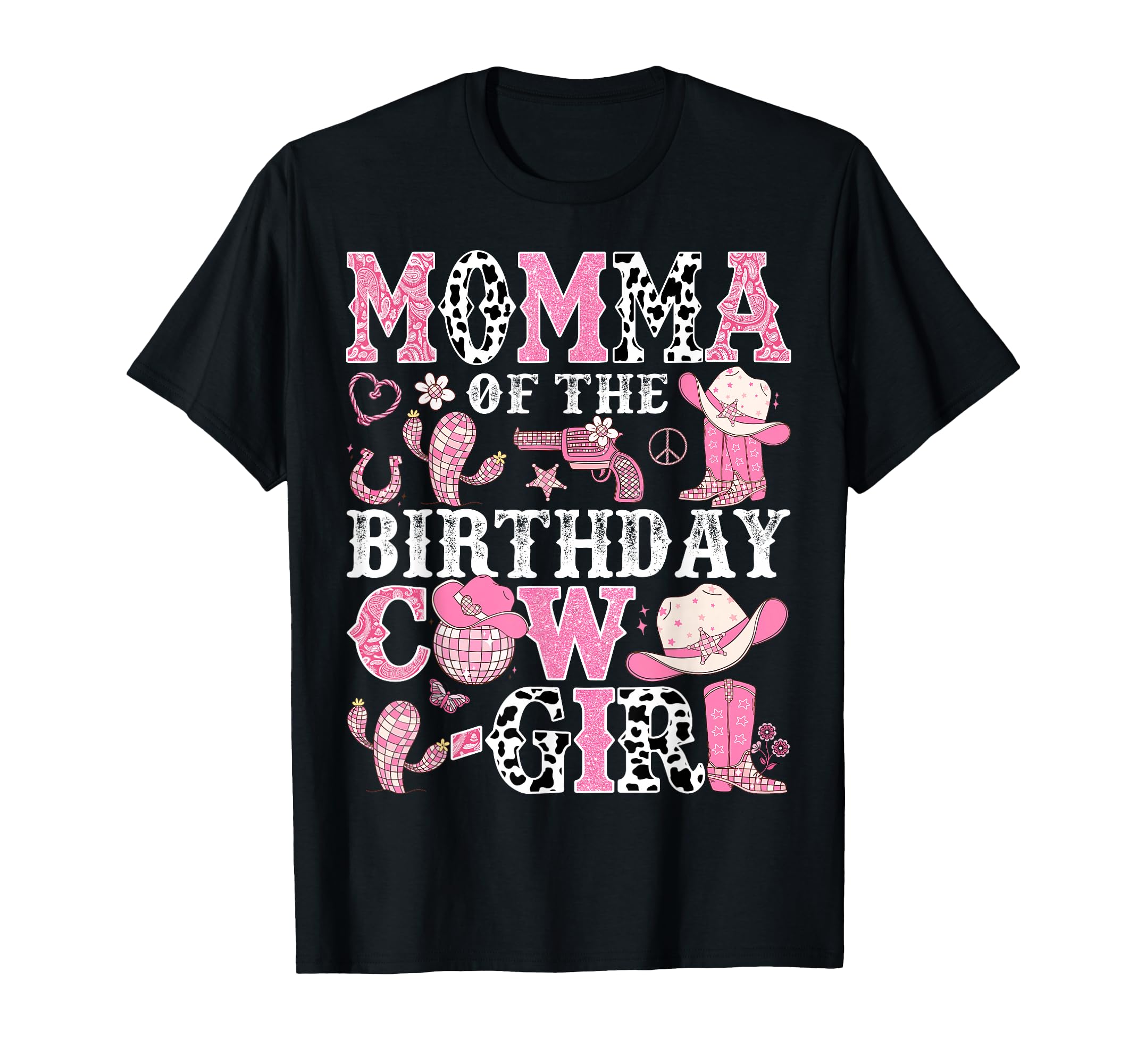 Momma Birthday Cow Rodeo Cowgirl T-Shirt - Trendy Graphic for Adults - T-Shirt, Sweatshirt, Hoodie