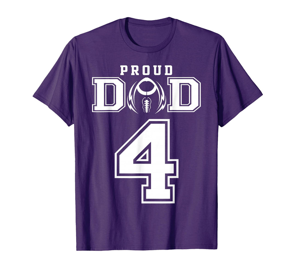 Custom Proud Football Dad Number 4 T-Shirt - Fun Novelty Design Unisex - T-Shirt, Sweatshirt, Hoodie
