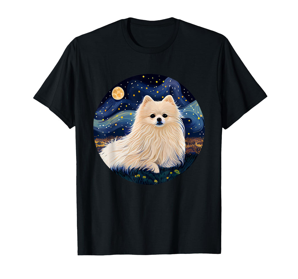 Funny Pomeranian White Starry T-Shirt - Casual Everyday Wear Men Women - T-Shirt, Sweatshirt, Hoodie