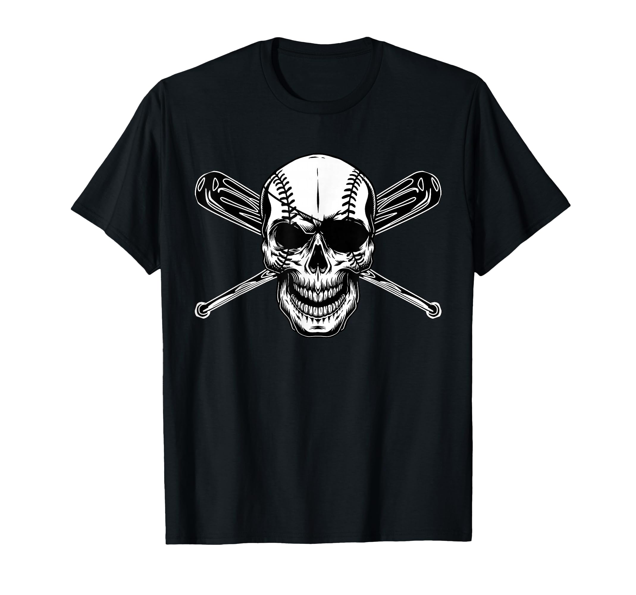 Baseball Pirate Seamed Skull Eye T-Shirt - Novelty Apparel for Adults - T-Shirt, Sweatshirt, Hoodie