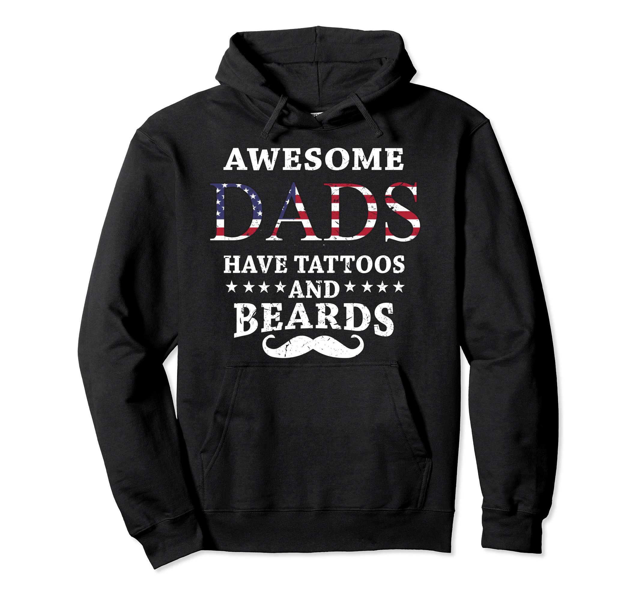 Awesome Dads Have Tattoos And Beards Hoodie - Minimalist Print for Adults - T-Shirt, Sweatshirt, Hoodie
