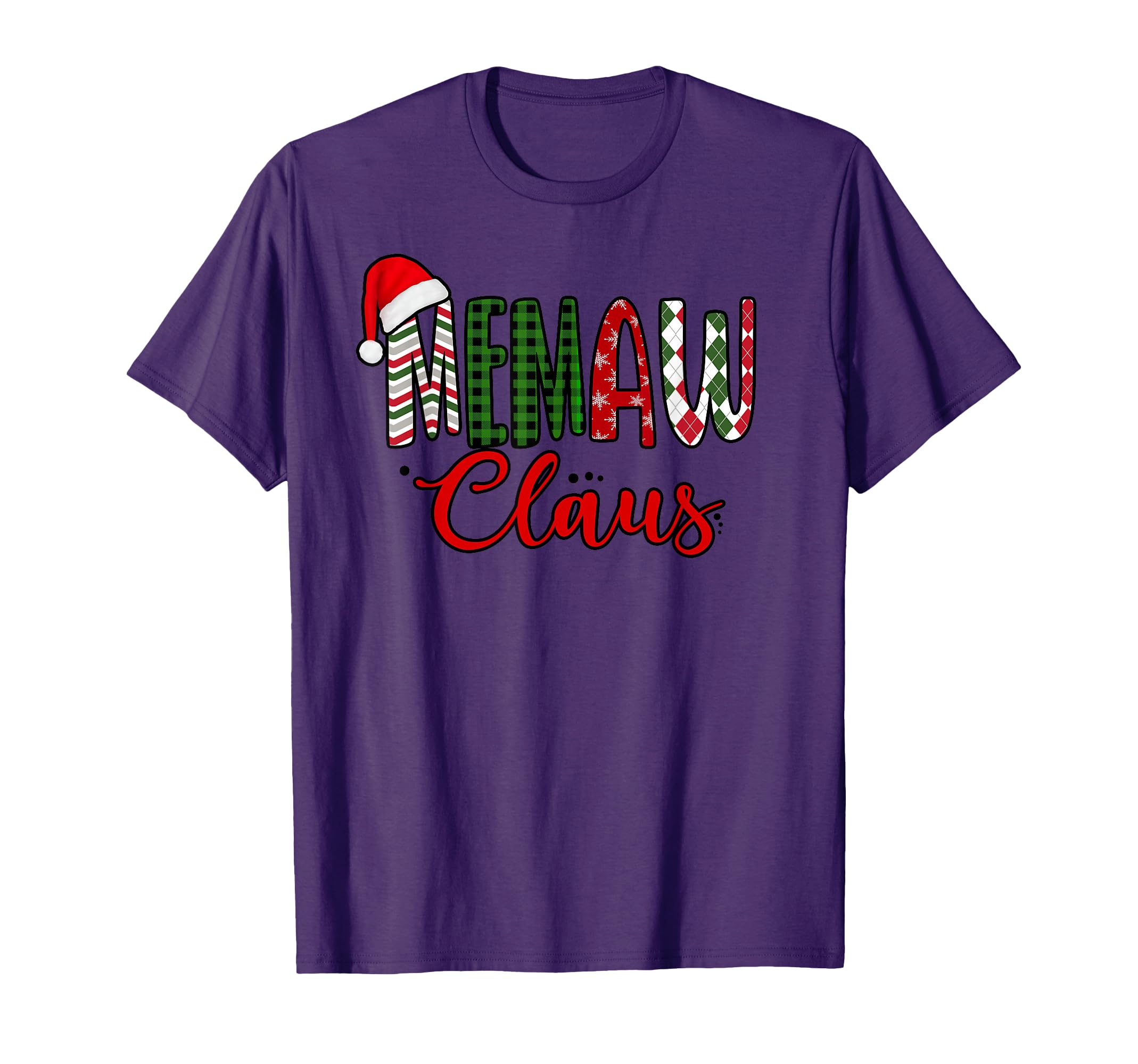Funny Memaw Claus Santa Hat Red Plaid T-Shirt - Streetwear Style Unisex - T-Shirt, Sweatshirt, Hoodie