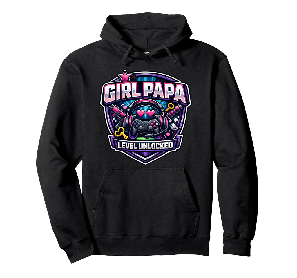 Papa Level Unlocked New Father Dad Hoodie - Novelty Apparel for Adults - T-Shirt, Sweatshirt, Hoodie
