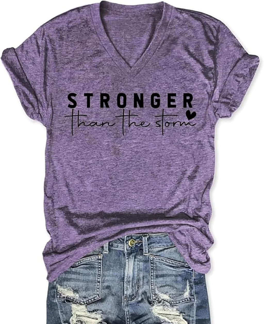 Stronger Than The Storm V Neck Short Sleeve Top - Adult & Kids T-Shirts, Sweatshirts & Hoodies apparel design preview 1