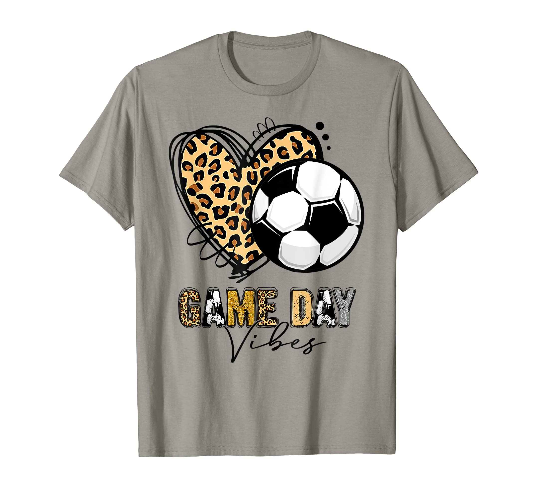 Soccer Mom Game Day Vibes Leopard Heart T-Shirt - Aesthetic Graphic Unisex - T-Shirt, Sweatshirt, Hoodie