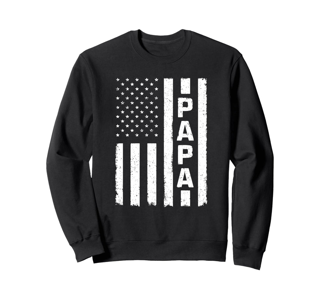 Papa American Flag Proud Grandpa Sweatshirt - Unique Graphic Men Women - T-Shirt, Sweatshirt, Hoodie