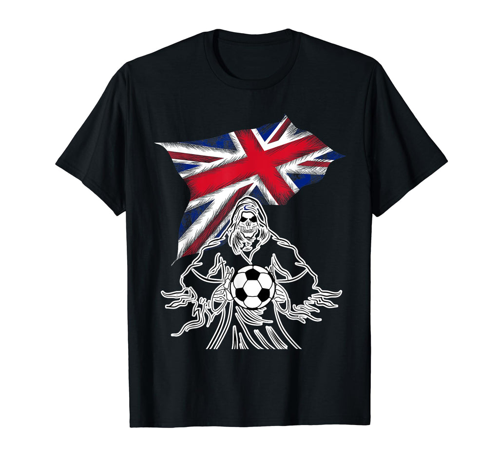 England Soccer Flag Death Holding Soccer T-Shirt - Trendy Graphic Unisex - T-Shirt, Sweatshirt, Hoodie