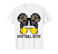 Softball Sister Leopard Messy Bun T-Shirt - Minimalist Print Unisex - T-Shirt, Sweatshirt, Hoodie