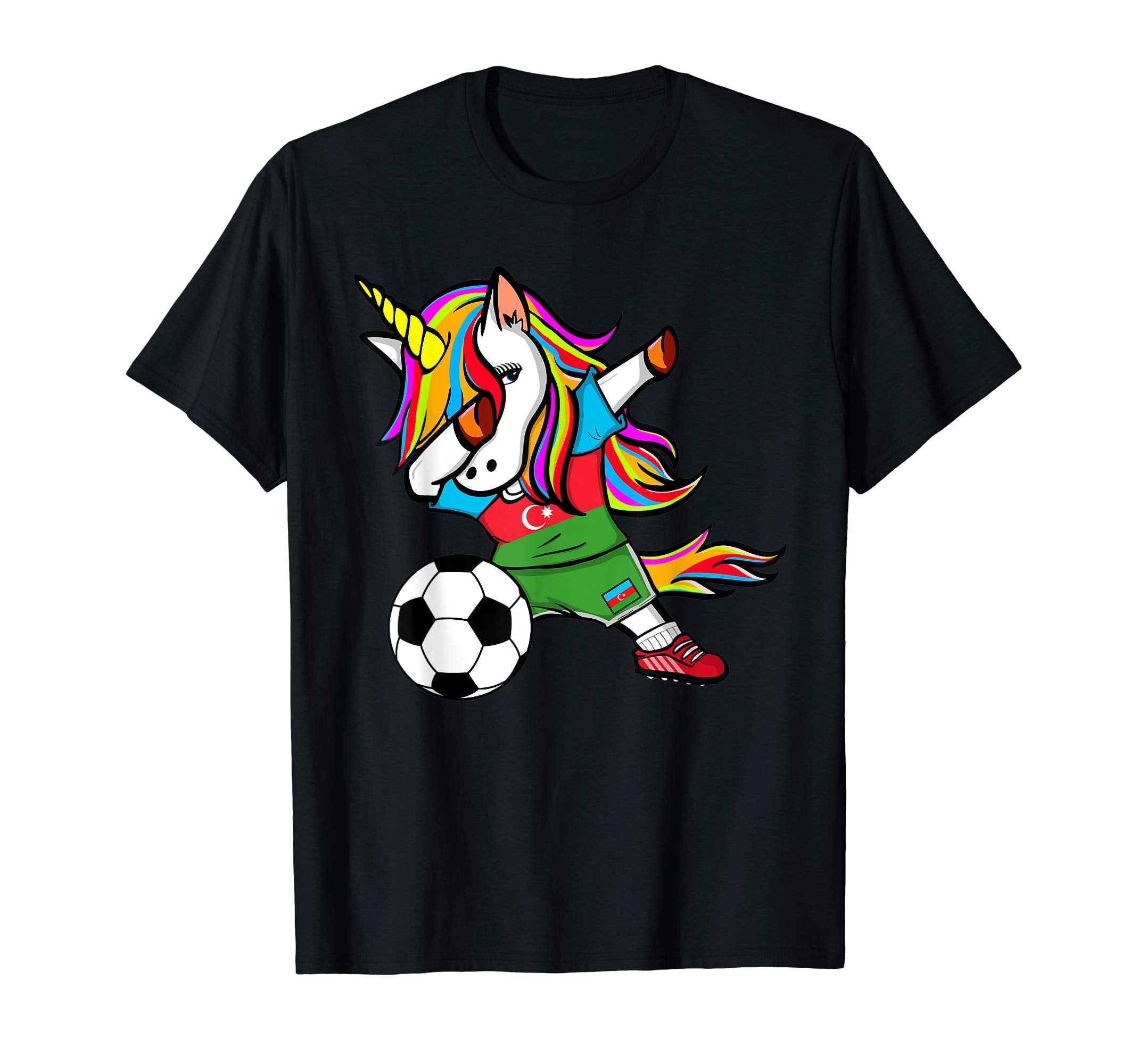 Dabbing Unicorn Azerbaijan Football T-Shirt - Minimalist Print for Adults - T-Shirt, Sweatshirt, Hoodie