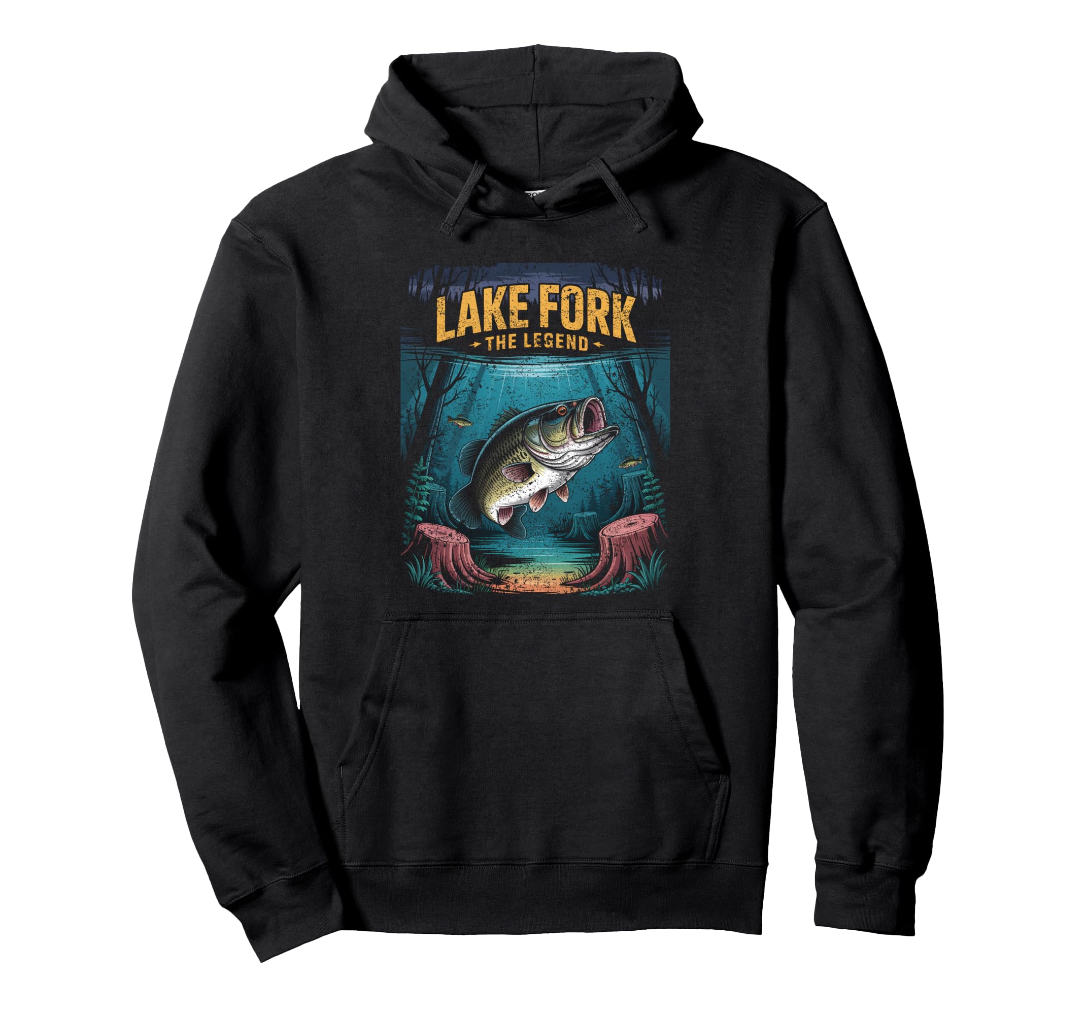 Fly Fishing Lake Fork Legend Largemouth Hoodie - Graphic Print Men Women - T-Shirt, Sweatshirt, Hoodie