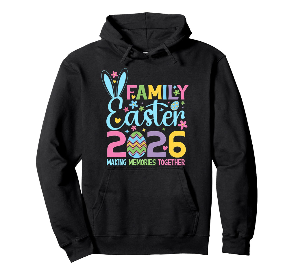Happy Family Easter 2026 Spring Bunny Hoodie - Minimalist Print for Adults - T-Shirt, Sweatshirt, Hoodie