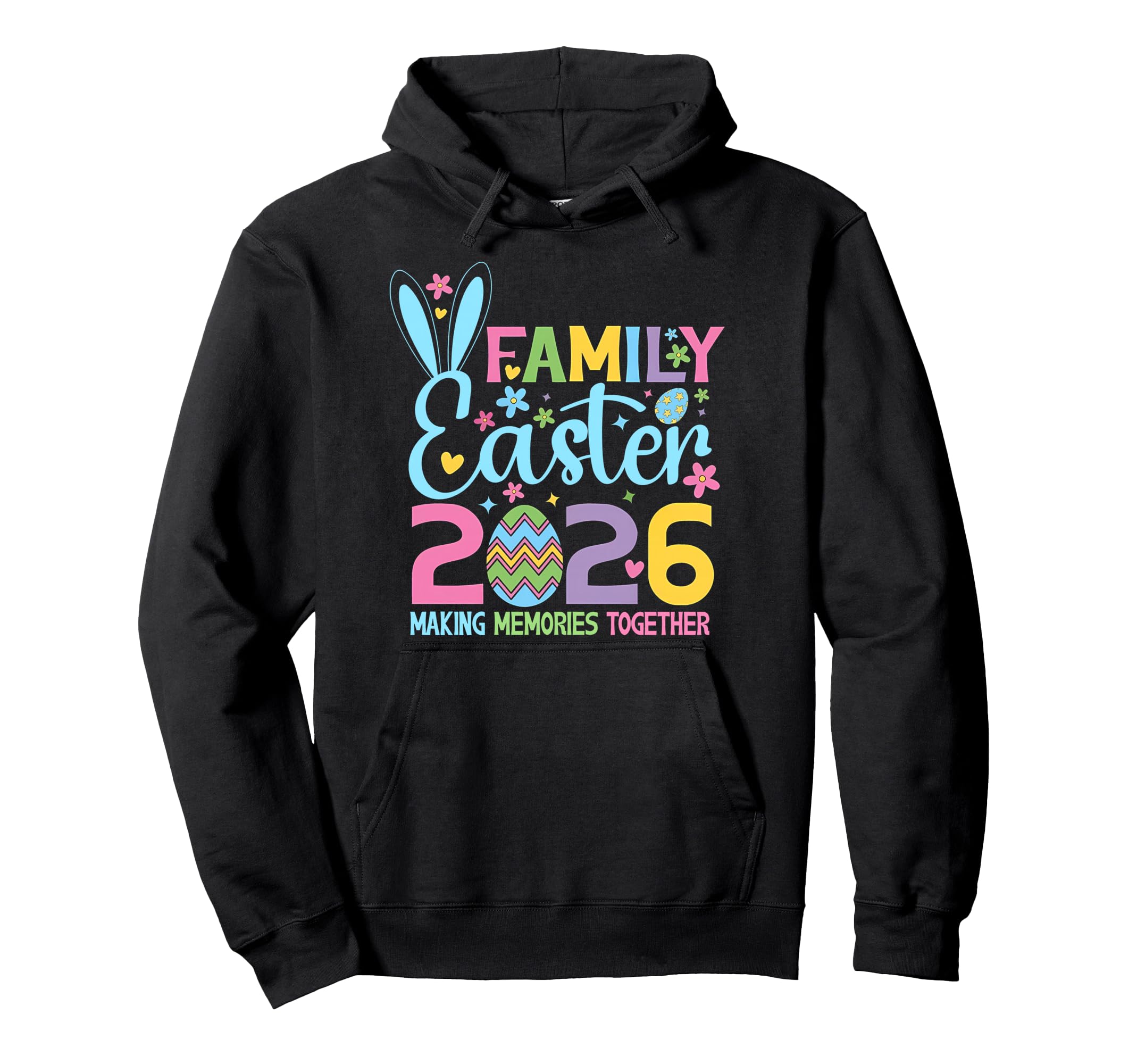 Happy Family Easter 2026 Spring Bunny Hoodie - Minimalist Print for Adults - T-Shirt, Sweatshirt, Hoodie