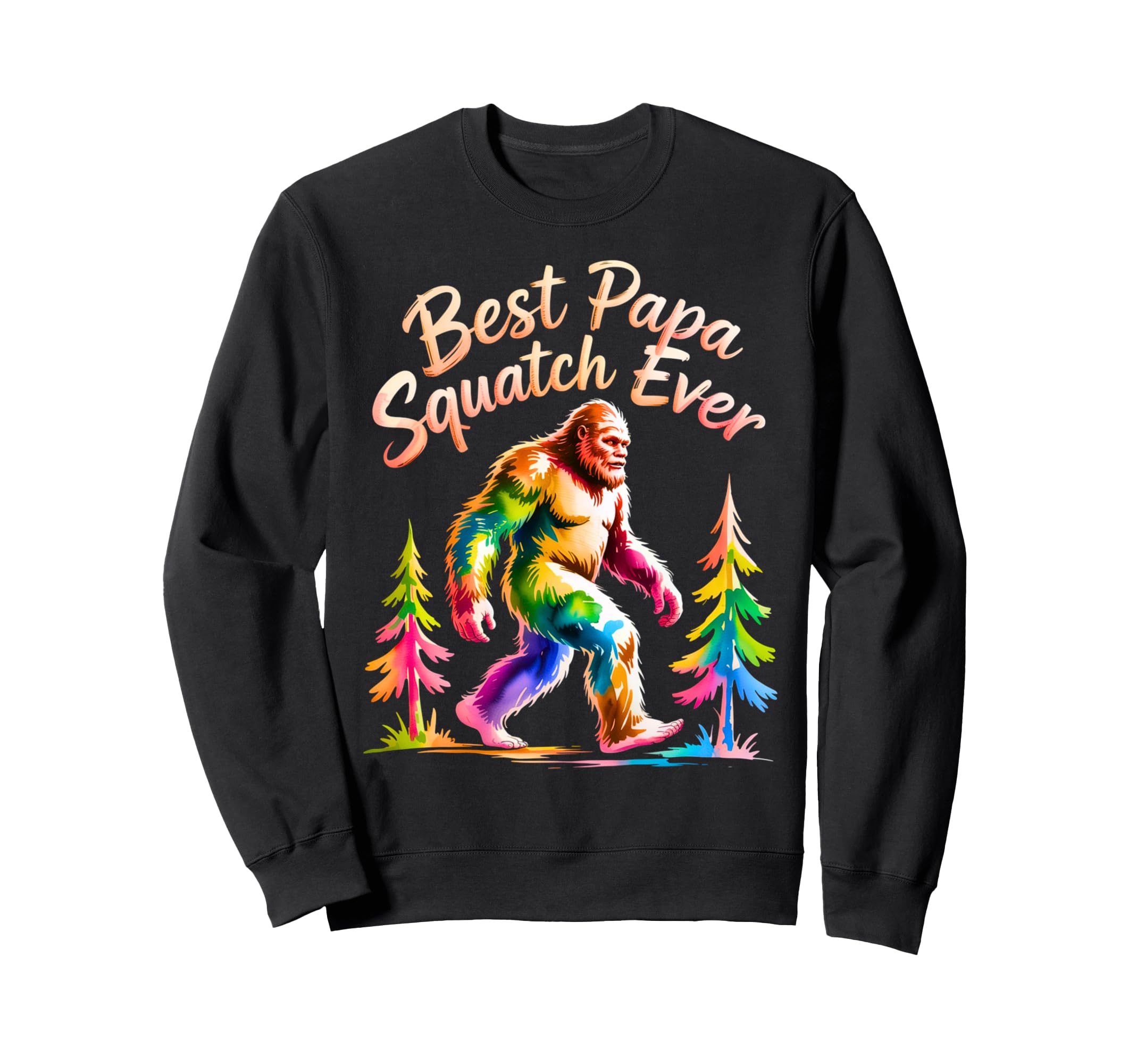 Bigfoot Dad Watercolor Best Papa Sweatshirt - Trendy Graphic for Adults - T-Shirt, Sweatshirt, Hoodie