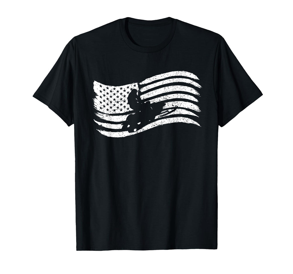 American Flag Snowmobile Rider T-Shirt - Novelty Apparel Men Women - T-Shirt, Sweatshirt, Hoodie
