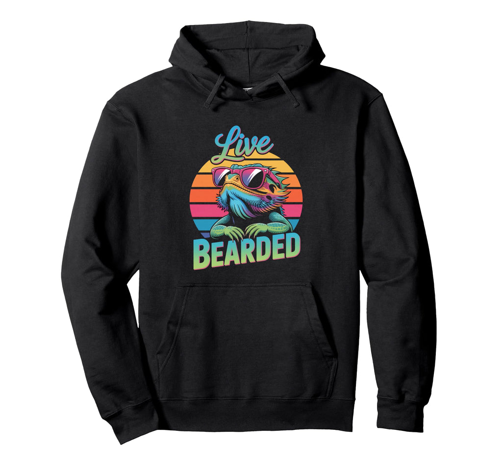 Live Bearded Bearded Dragon Wearing Hoodie - Custom Art Print Men Women - T-Shirt, Sweatshirt, Hoodie