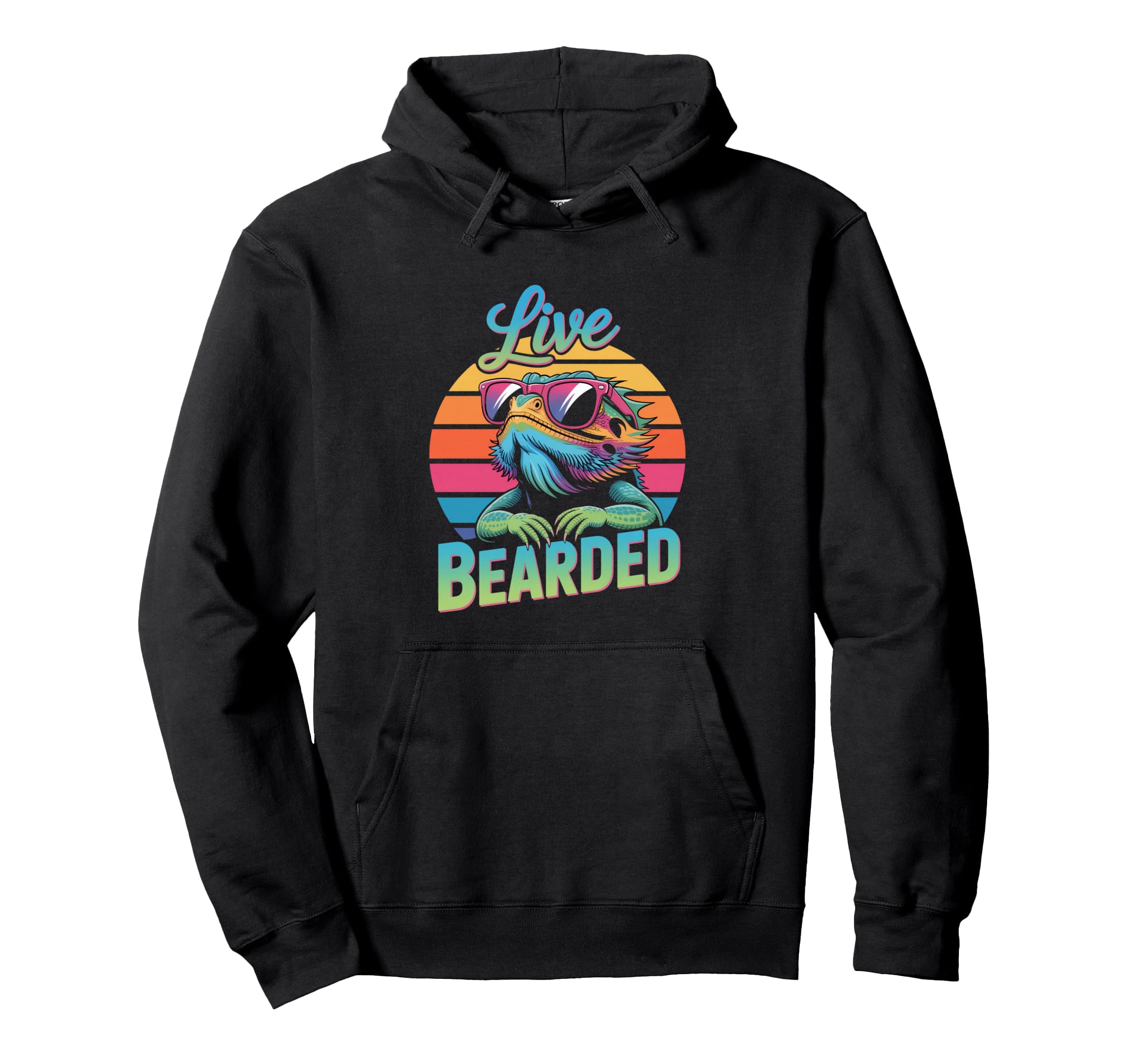 Live Bearded Bearded Dragon Wearing Hoodie - Custom Art Print Men Women - T-Shirt, Sweatshirt, Hoodie
