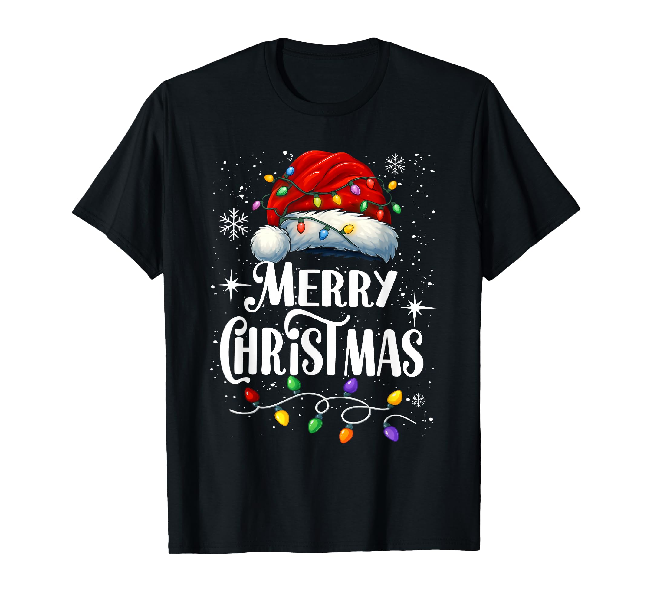 Merry Lights Santa Hat Family T-Shirt - Custom Art Print for Adults - T-Shirt, Sweatshirt, Hoodie