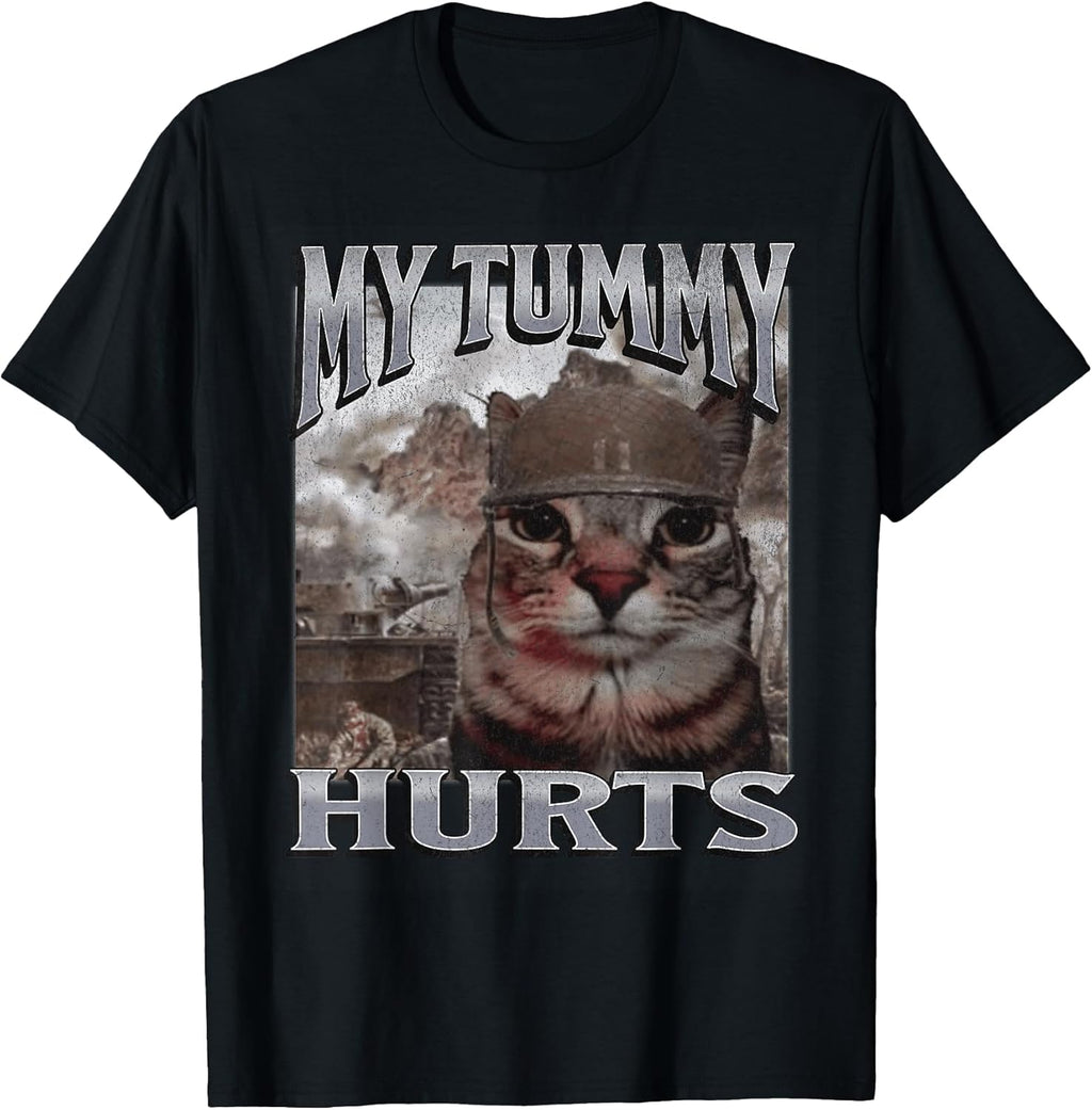 My Tummy Hurts Funny Cat Meme Bootleg Graphic - Adult & Kids T-Shirts, Sweatshirts & Hoodies apparel design preview 1