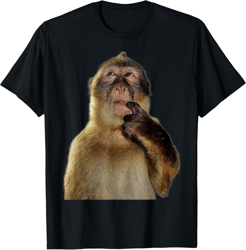 Thinking Monkey Funny Meme Cute - Adult & Kids T-Shirts, Sweatshirts & Hoodies apparel design preview 1
