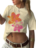 Women's Floral Print Y2k Aesthetic Graphic Short - Adult & Kids T-Shirts, Sweatshirts & Hoodies apparel design preview 1