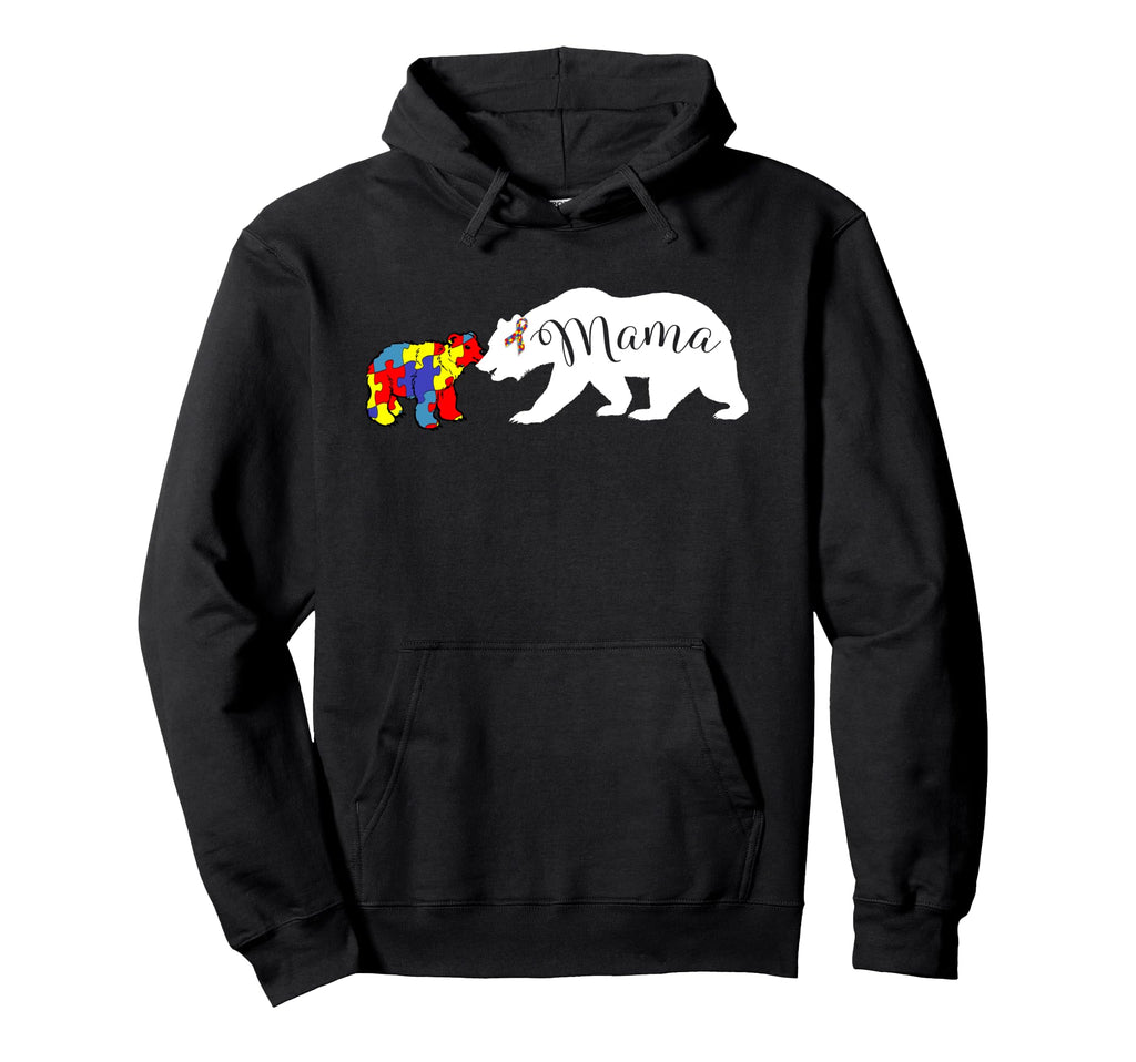 Mama Bear Autism Awareness Mom Hoodie - Custom Art Print for Adults - T-Shirt, Sweatshirt, Hoodie